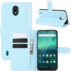 Nokia 1.3 Genuine Wallet Leather Flip Stand Case Cover (Sky Blue)