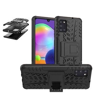 Samsung Galaxy A31 Rugged Case Shockproof Heavy Duty Protective Cover (Black)