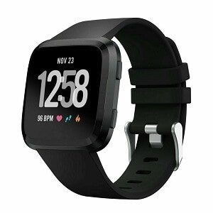 Fitbit Versa 2 Band Silicone Strap Wristband Replacement Sports Bands (Black)