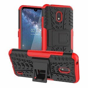 Nokia 2.2 Rugged Case Heavy Duty Shockproof Rugged Protective Cover (Red)