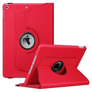 iPad 7th Gen Stand Case 360 Degree Rotating Smart Leather Stand Cover (Red)