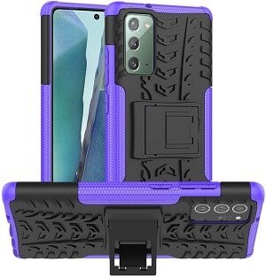 Samsung Galaxy Note 20 Note 20 5G Heavy Duty Tough Shockproof Rugged Kickstand Protective Case Cover (Purple)