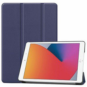iPad 8th Gen Folio Case Smart Leather Magnetic Stand Cover (Navy Blue)