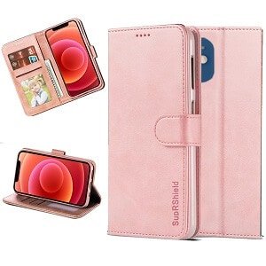 Apple iPhone 12 Mini Wallet Flip Case Leather Card Slots Shockproof Cover (Rose Gold)