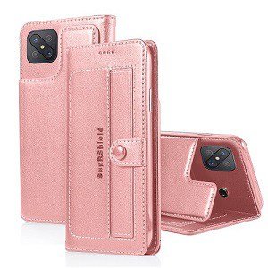 Opp Reno4 Z 5G Wallet Case Flip Leather Card Slots Cover (Rose Gold)