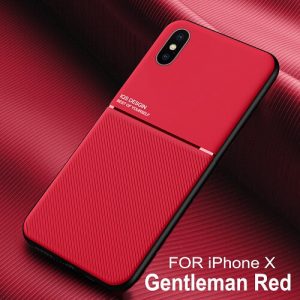 Apple iPhone X /XS Business Style Luxury Shockproof Case Heavy Duty Rugged Anti Knock Cover (Red)