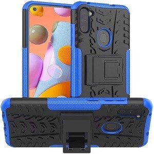 For Samsung Galaxy A11 Heavy Duty Case Shockproof Rugged Protective Cover (Blue)