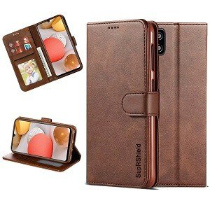 Samsung Galaxy A42 5G Wallet Case Flip Leather Card Slots Magnetic Stand Cover (Coffee)