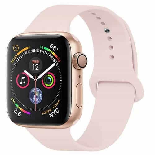 For Apple Watch iWatch Series 3 4 5 6 SE Band Silicone Replacement Strap 38mm & 42mm Wristband (Pink Sand)