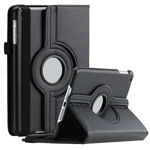 Galaxy Tab S5E Rotating Folio Leather Case Cover (Black)