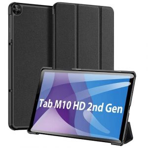 Lenovo Tab M10 HD 2nd Gen 10.1 inch TB-X306X /TB-X306F Tablet Folio Case Smart Leather Magnetic Stand Cover (Black)