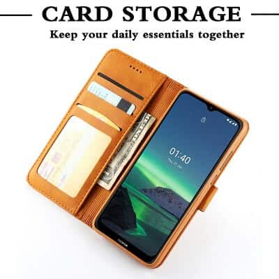 Nokia 1.4 Wallet Case Flip Leather Card Slots Magnetic Stand Cover (Rose Gold)