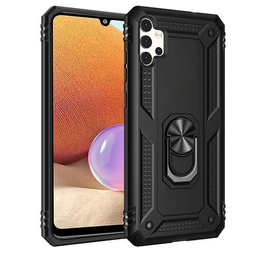 Samsung Galaxy A32 4G Magnetic Ring Rugged Shockproof Case Heavy Duty Protective Back Cover (Black)