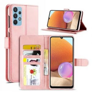 Samsung Galaxy A32 4G Wallet Case Flip Leather Card Slots Magnetic Stand Cover (Rose Gold)