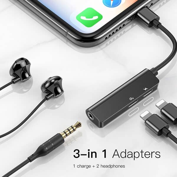 Baseus 3in1 AUX Audio Adapter For Lightning to 3.5mm Jack Earphone Charging Splitter OTG Converter For Apple iPhone 12 Pro Max 11 Pro XS Max XR X XS 8 7 6S Plus SE 2020 x2