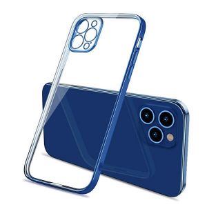 Apple iPhone 11 Pro Clear Case Luxury Plating Transparent Hard PC Back Cover (Blue)