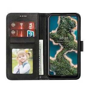 Nokia X20 Wallet Case Flip Leather Card Slots Magnetic Stand Cover (Black)