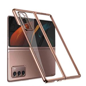 Samsung Galaxy Z Fold 2 5G Clear Case Luxury Plating Transparent Hard PC Back Cover (Rose Gold)