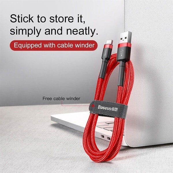 BASEUS 0.50M USB TYPE C Fast Charging Data Sync Charger Cable Cord (Red Head+Red Cable) X2