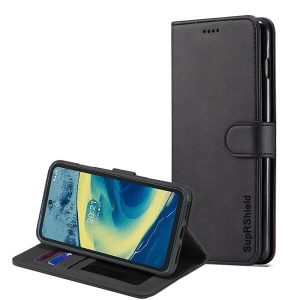 Nokia XR20 Wallet Case Flip Leather Card Slots Magnetic Stand Cover (Black)