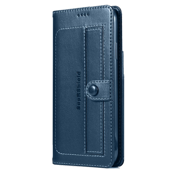 Apple iPhone 13 Wallet Case Flip Leather Card Slots Magnetic Stand Cover (Navy Blue)