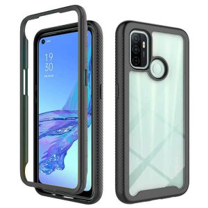 Oppo A53s Military Grade Full Body Shockproof Clear Heavy Duty Case Bumper Drop Protection Tough Cover (Black)
