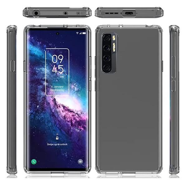 TCL 20 Pro 5G Clear Case Slim With 4 Corners [Shock Absorption] Hard Back Soft Bumper Cover