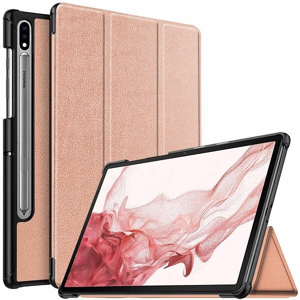 Samsung Galaxy Tab S8+ 12.4 X800 X806 Folio Smart Leather Magnetic Stand Case Cover (Rose Gold)